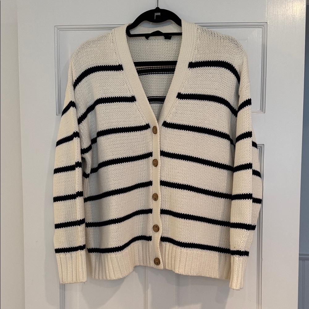 Jenni Kayne Chloe Striped Button-Up Cardigan Cotton Cardigan